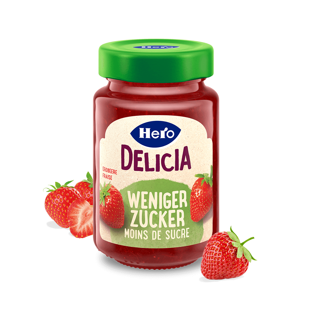 Delicia Weniger Zucker Erdbeere Packshot